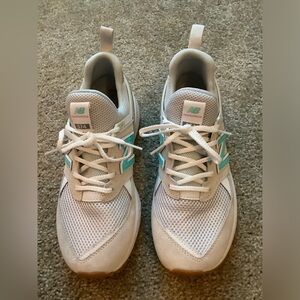 Womens New Balance Fresh Foam 574S Version 2.0 Sneakers White, Grey & Turquoise